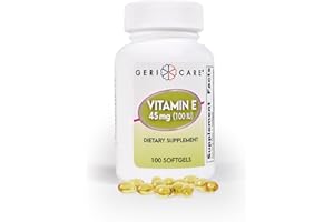 GeriCare High-Potency Vitamin E Capsules – 100 IU for Skin & Immune Support, 45mg | 100 Count | Organic Vitamin E for Women and Men