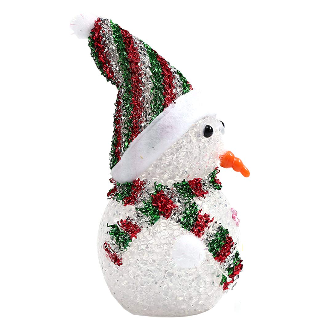 biuday 1 Pc LED Enciende el muñeco de Nieve, decoración navideña estatuilla acrílico decoración navideña, Colores al Azar