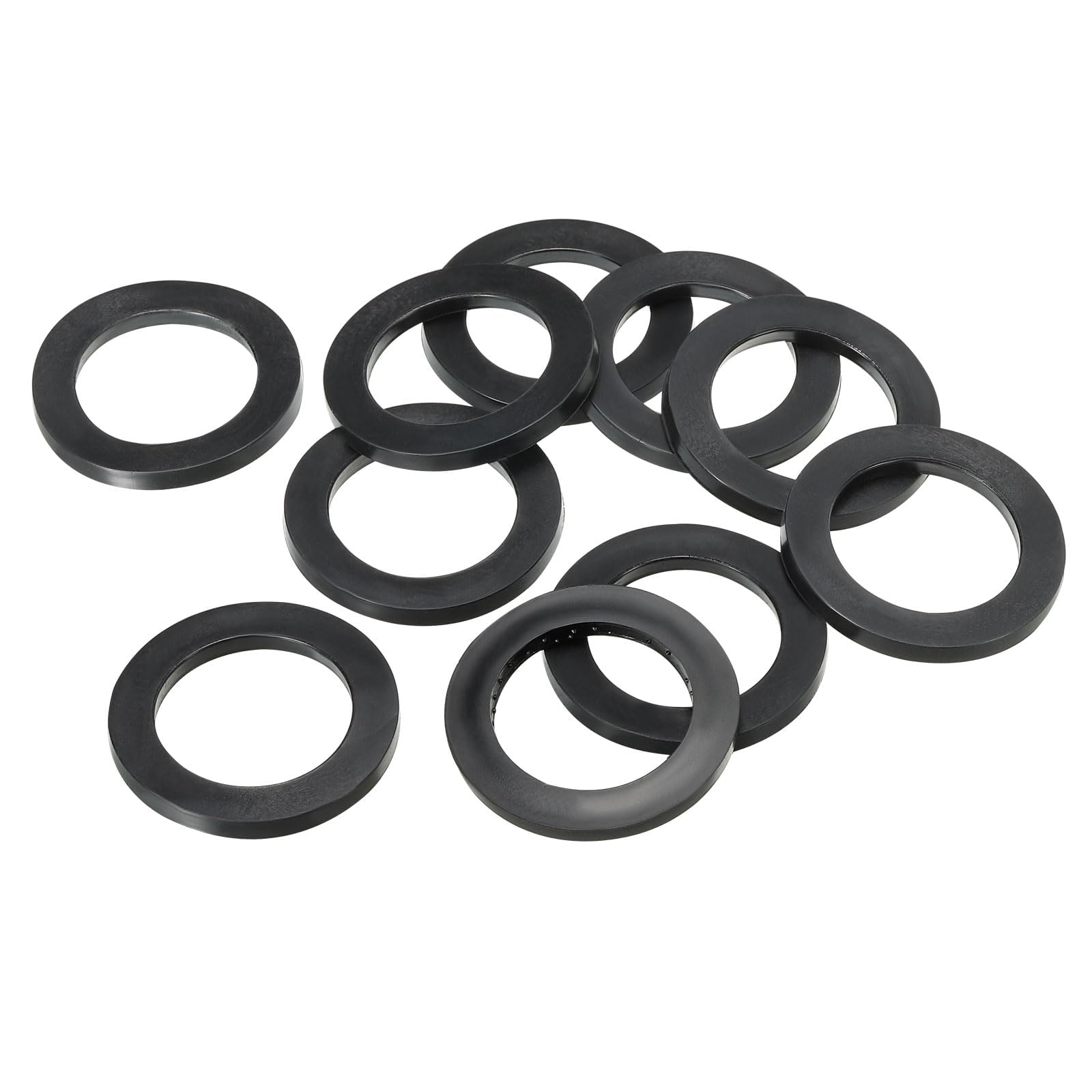 TOP-VIGOR 10Pcs Rubber Flat Washers, 45mm OD 32mm ID 4mm Thickness Heavy Duty Black Rubber Grommet Vibration Damping Pads Sealing Gasket Washers for Faucet Pipe Water Hose Fastener Bolt