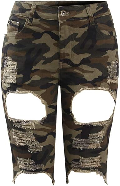 distressed camo bermuda shorts