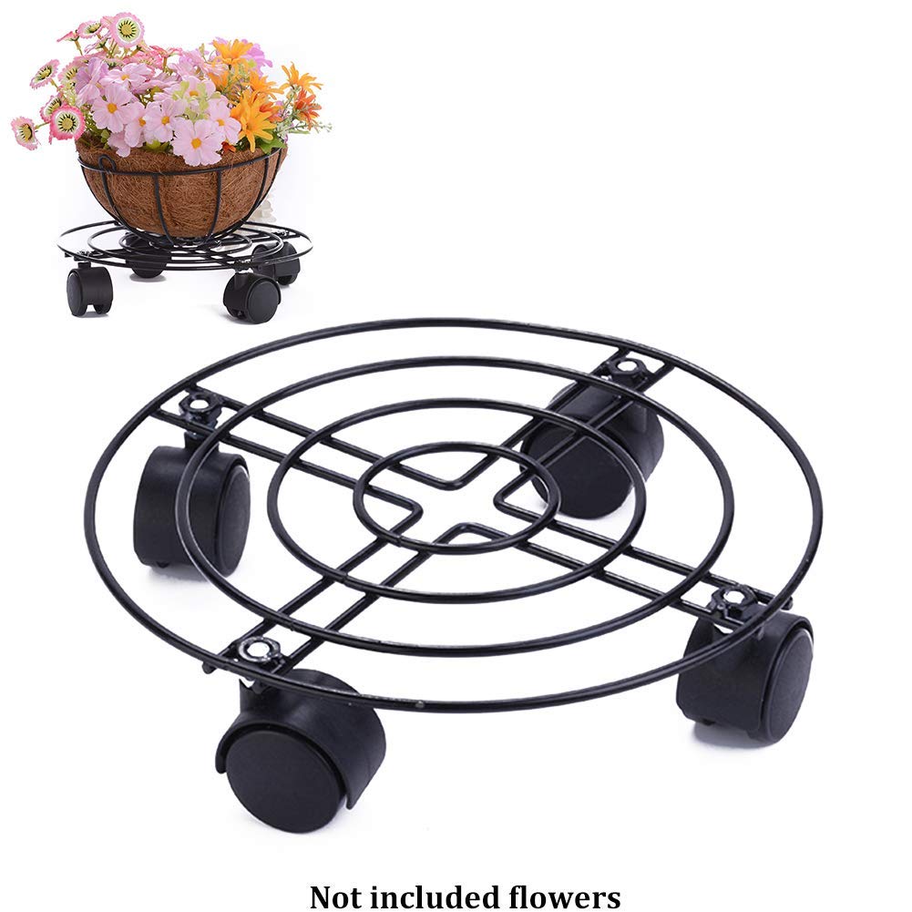 Buy Heavy Duty Metal Caddy Iron Stand with Wheels, Round Flower Pot