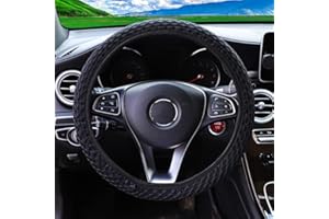 MRTIOO Stretch Elastic Steering Wheel Cover, Cool in Summer and Warm in Winter, Soft Breathable Microfiber Ice Silk Cloth Fabric, Universal 14.5-15 in, Fit Suvs, Vans, Sedans, Cars, Trucks - Black New