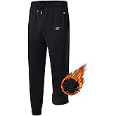 QPNGRP Men's Winter Fleece Lined Stretch Sweat Pants Zipper Pocket