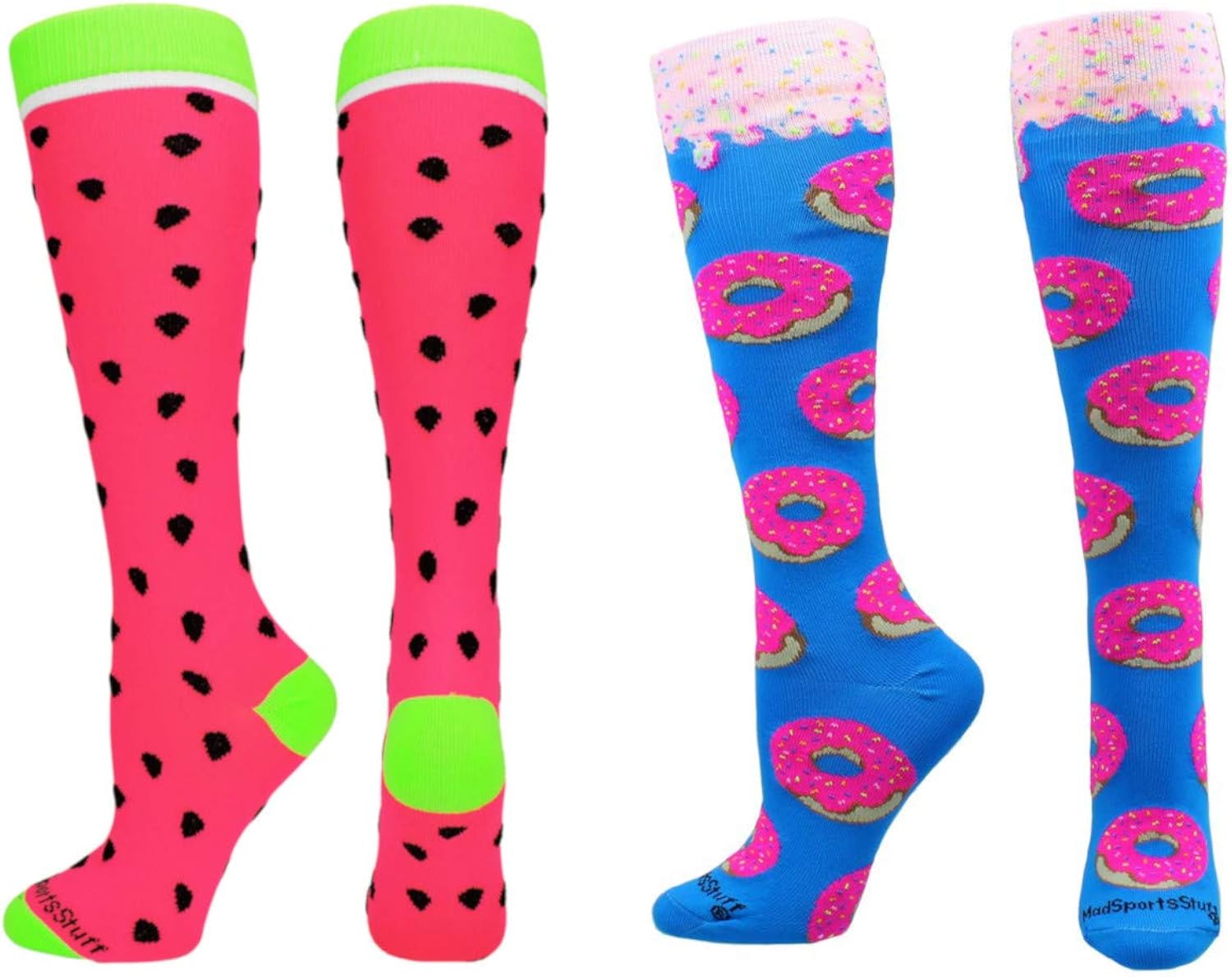 MadSportsStuff Neon Watermelon Athletic Over The Calf Socks : Clothing