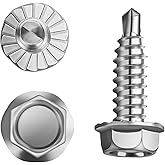 Garage Door Hinge & Bracket Screws - #14 x 3/4" Zinc Plated Serrated Hex Head Self Piercing Screw, Tek & Thread Cutting for S