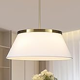 Febeleven Modern Chandelier with White Fabric Shade Gold and Brass Finished Adjustable 4-Lights Pendant Lighting Fixture for 