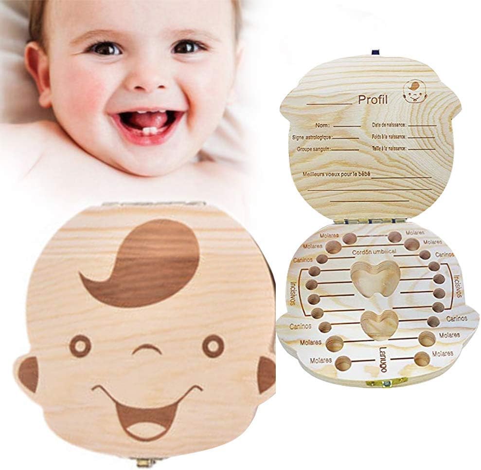 Kids Baby Tooth Box Wooden Baby Keepsake Box Cute Children Tooth Fairy Box Tooth Holder Container Baby Teeth Save Box Organizer Child Tooth Storage With Tweezers To Keep The Childwood Memory Teeth Boxes Baby