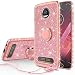 Glitter Cute Phone Case with Kickstand Compatible for Moto Z2 Play Case, Bling Diamond Rhinestone Bumper Ring Stand Sparkly Clear Thin Soft Protective for Girls Women - Rose Gold primary