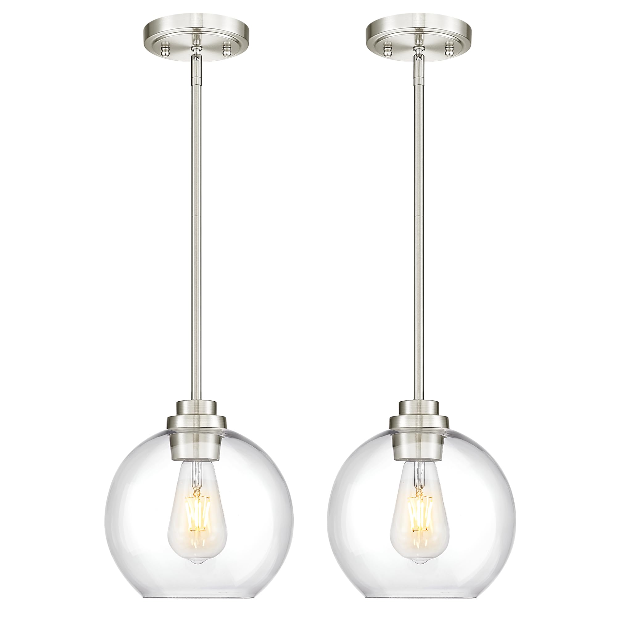 Photo 1 of *USED*
Audickic 2 Pack Pendant Lights Kitchen Island, 8" Brushed Nickel Pendant Light Fixtures with Globe Clear Glass Shade, Modern Kitchen Island Lighting for Bathroom, AD-22280-2PL-SN