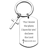 GiftYou Inspirational Scripture Metal Key Chains with Cross Pendant - Bible Verse Keychain Religious Gift for Christian