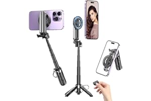 XO SIMPLE IS BEAUTY Magnetic Tripod for iPhone with Remote Control,4-in-1 Portable Selfie Stick with Extendable Stand,Phone Travel Tripod for iPhone 16 15 14 13 12 Pro Max Mini