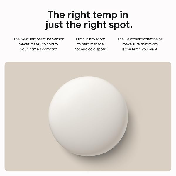 GOOGLE NEST TEMPERATURE SENSOR (2ND GEN) – ROOM COMFORT SENSOR WITH SCHEDULING – WORKS WITH THE NEST LEARNING THERMOSTAT (3RD AND 4TH GEN) AND NEST THERMOSTAT E – PORCELAIN, WHITE