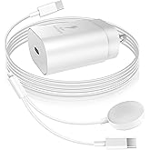 25W USB C Charger, 2 in 1 Watch Charger Compatible for Samsung Galaxy Watch 7/6/6 Classic/5 Pro/5/4/3/Active2/1 and Galaxy S24 Ultra/S23/22/21 Note20/10/9/Z Fold 4(4.9 ft)