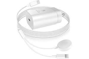 DUOCAIBAO 25W USB C Charger, 2 in 1 Watch Charger Compatible for Samsung Galaxy Watch 7/6/6 Classic/5 Pro/5/4/3/Active2/1 and Galaxy S24 Ultra/S23/22/21 Note20/10/9/Z Fold 4(4.9 ft)