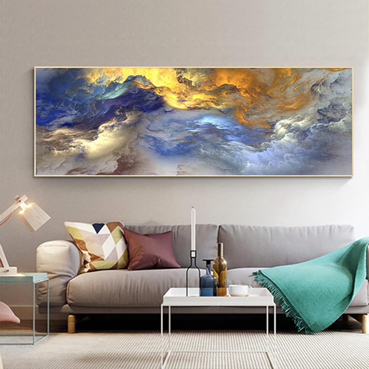 JNAOZI Abstract Colourful Pictures Ink Painting Poster Wall Painting,Islamic Poster Canvas Pictures, Islam Picture, for Living Room Decoration, No Frame (Poster-02,1Pcs-60x180cm)