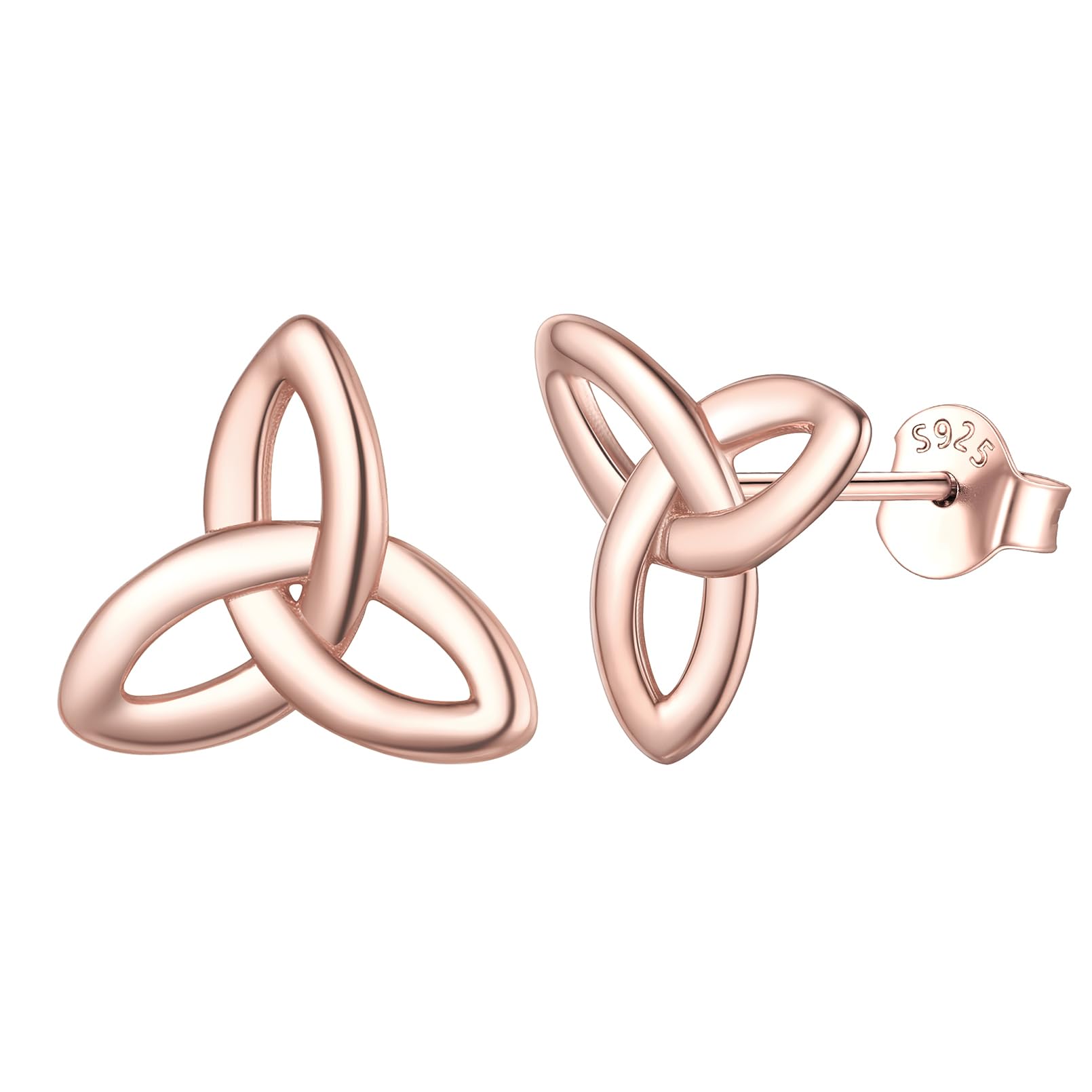 ChicSilver Stud Earrings for Women Rose Gold Plated Irish Eternal Knot Earrings 925 Silver Earrings Comfort Fits — image 1