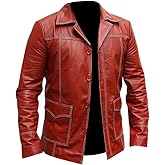 SF FASHIONS Men's Fight Black Biker Leather Jacket - Sheepskin Clud Tyler Durden Jacket Men