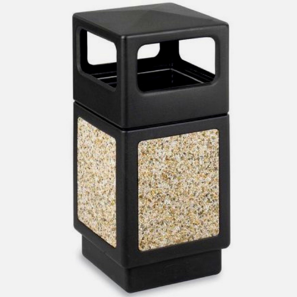 Commercial Outdoor Trash Can With Lid Square Waste