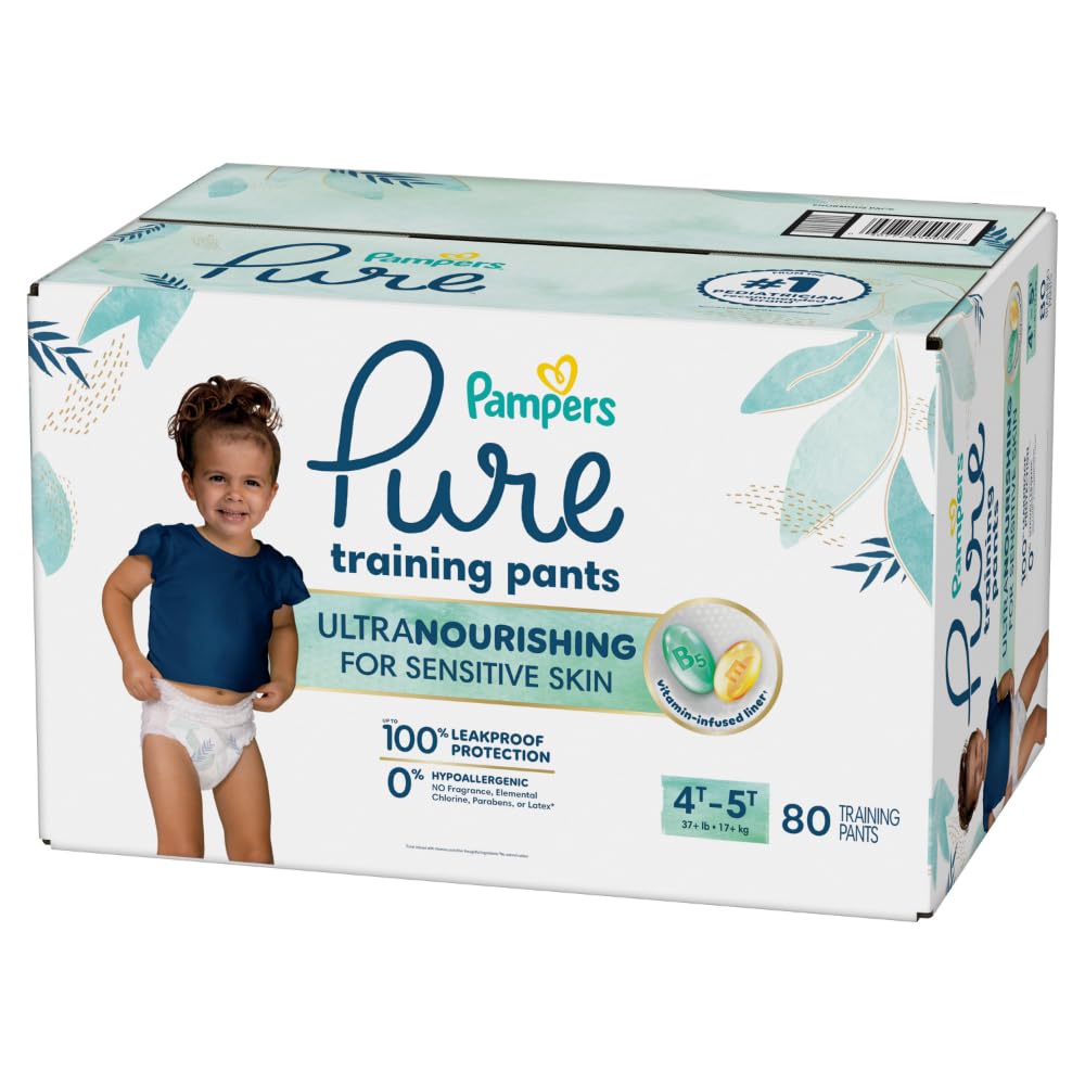 Pampers Pure Protection Training Underwear, Unisex, Size 4T5T, 80 Count, Premium, Hypoallergenic, Soft, Absorbent
