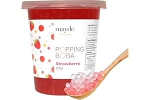 Mayde Popping Boba Pearls for Drinks, Desserts, & Breakfast Bowls, Strawberry Flavor, 2 Pounds