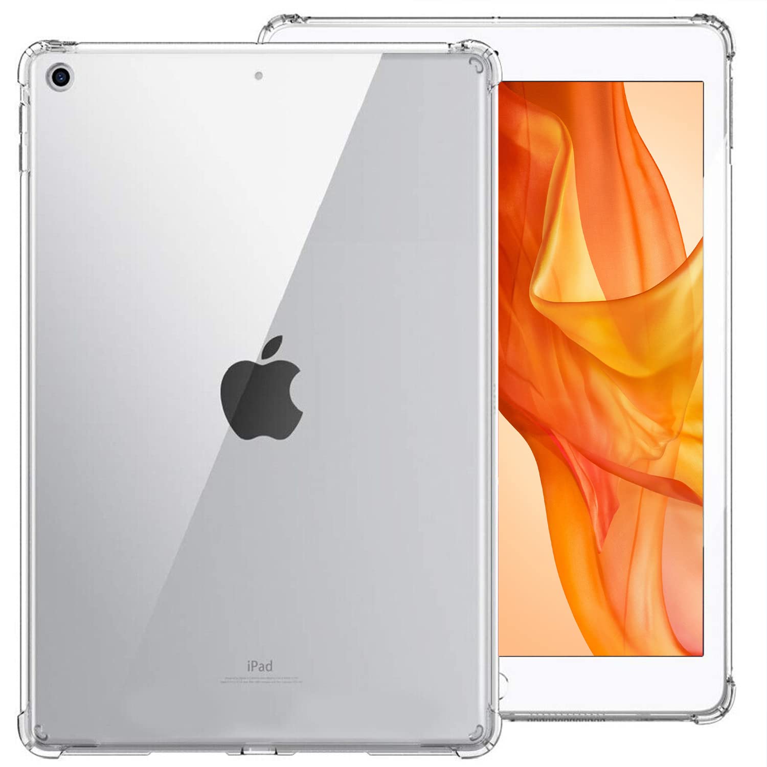 PURE HITECH Silicone Gel Bumper Case for Apple iPad 10.2" 2019/2020/2021 (7th/8th/9th) Generations - Slim Back Shell Soft Transparent Cover