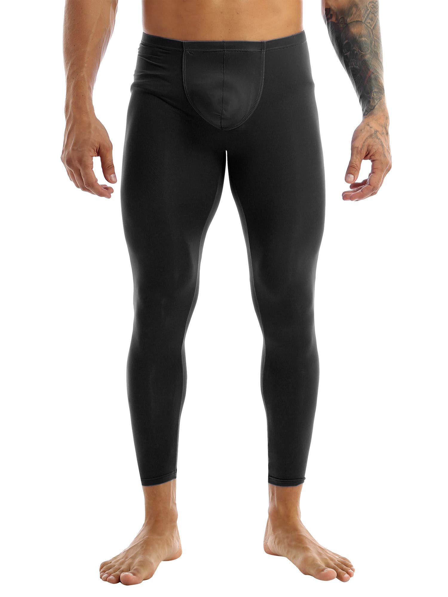 iiniimMens Smooth Low Rise Bulge Pouch Trousers Underwear Tights Fitness Sleepwear