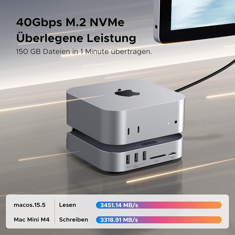Mac mini Dock 40Gbps M.2 NVMe, Kompatibel mit M6/M5 Pro/M4 Pro/M4