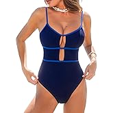 CUPSHE Women's One Piece Swimsuit Scoop Neck Adjustable Straps Cutout Back Self Tie Bathing Suit