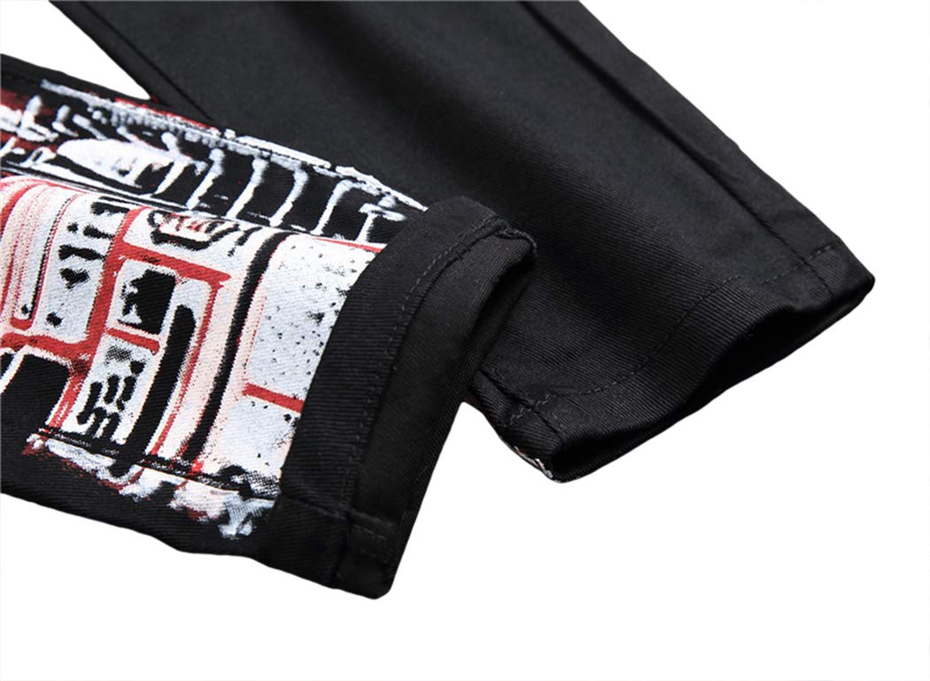 Baylvn Men's Casual Printed Slim Fit Jeans Skinny Denim Pants