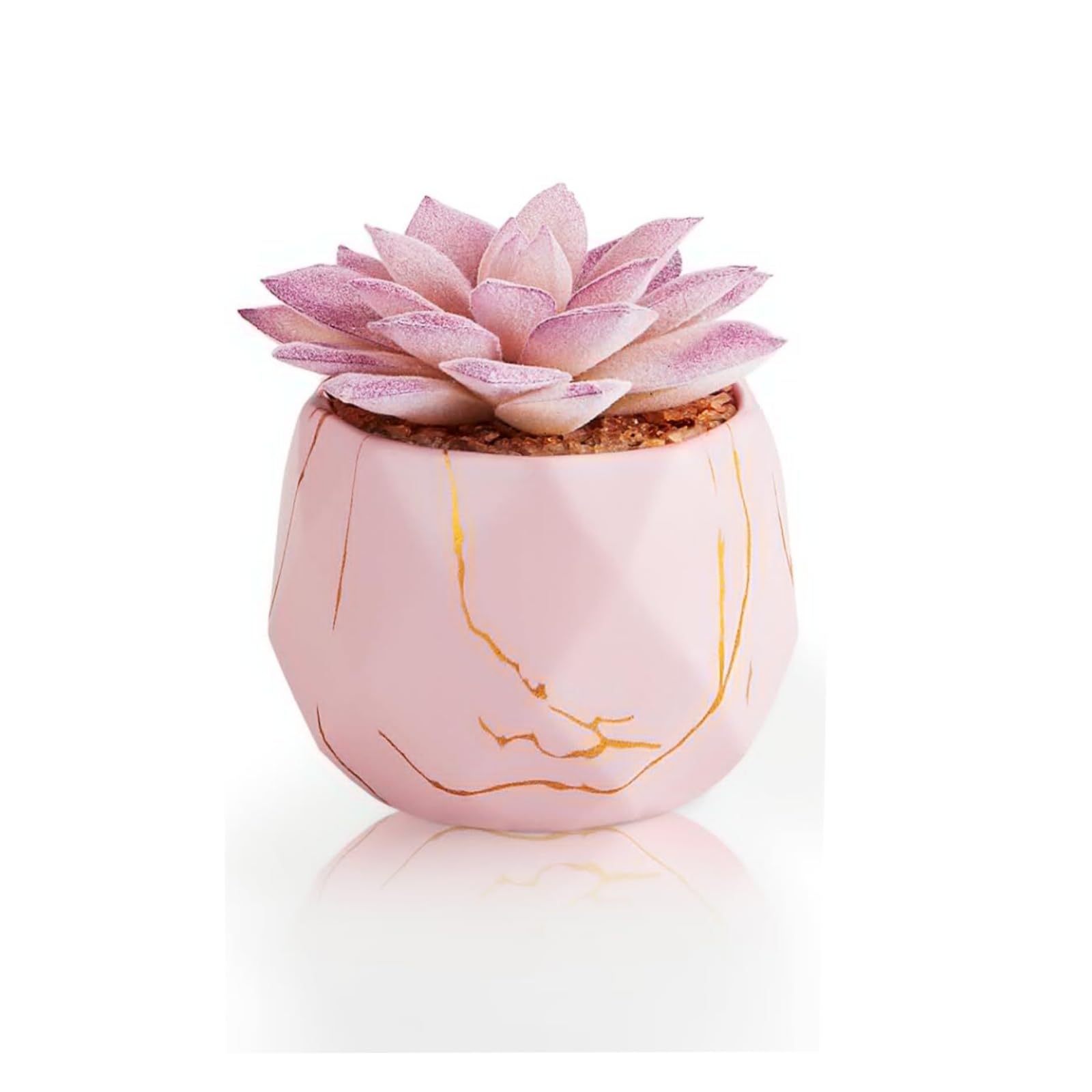 ZENIDA Artificial Succulent Plants in 1 Pink Ceramic Pots, Cute Fake Plants for Vanity Decor, Office, Desk, Bathroom, Kitchen, Bedroom, Shelves Decor for Women, Girls Gift