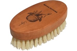 Seven Potions Vegan Beard Brush for Men — 100% Sisal Plant Fibre & Pear Wood — Firm Bristles to Gently Tame/Soften/Exfoliate – 100% Natural, Non-Synthetic
