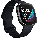 Fitbit Sense Health &amp; Fitness Smartwatch W/GPS, Bluetooth Call/Text, Heart Rate SpO2, ECG, Skin Temperature &amp; Stress Sensing (S &amp; L Bands, 90 Day Premium Included) International Version (Graphite)