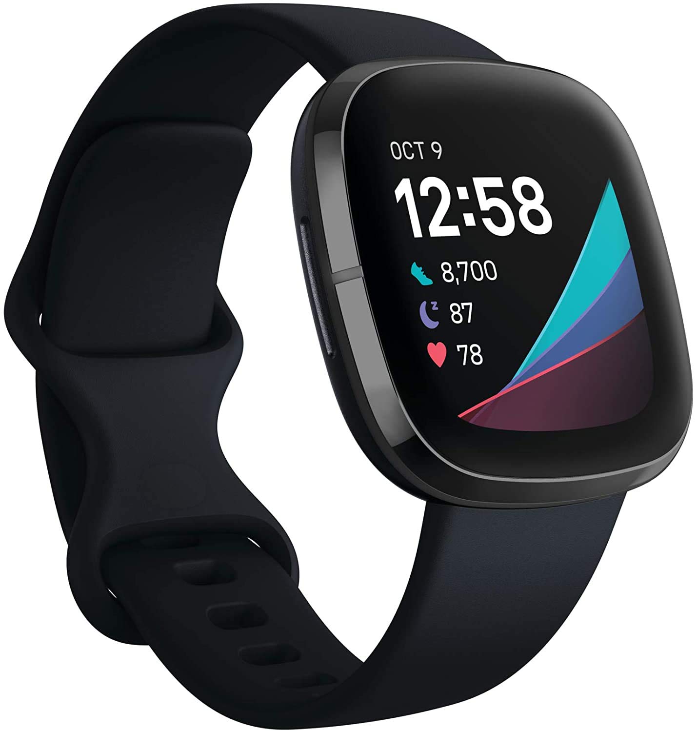 Photo 1 of ! LOCKED/USED UNKNOWN PASSWORD! STOCK PHOTO FOR REFERENCE ! Fitbit Sense Health & Fitness Smartwatch W/GPS, Bluetooth Call/Text, Heart Rate SpO2, ECG, Skin Temperature & Stress Sensing (S & L Bands, 90 Day Premium Included) International Version 