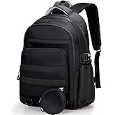 PRLINJSK Cute Backpack for Teen Girls Boys, Aesthetic Laptop Bookbag for College High Middle School Student Women, Black