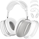 Silicone Case Cover for AirPods Max Headphones, Clear Soft TPU Ear Cups Cover/Ear Pad Case Cover/Headband Cover for AirPods Max (2024/2020),Transparent Accessories for Apple AirPods Max (USB-C), White