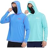 Fishing Shirts for Men,Long Sleeve Rash Guard Shirts Sun Protection Hoodie Athletic Running Hiking Shirt 1/2 Packs
