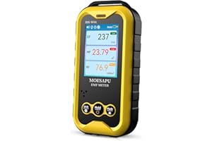 MOESAPU EMF Meter, 3-in-1 Electromagnetic Radiation Detector for EF MF RF Field, Electric Magnetic Radio Frequency Monitor, Portable Rechargeable Battery Reader for Microwave Ghost Hunting, BH-W01