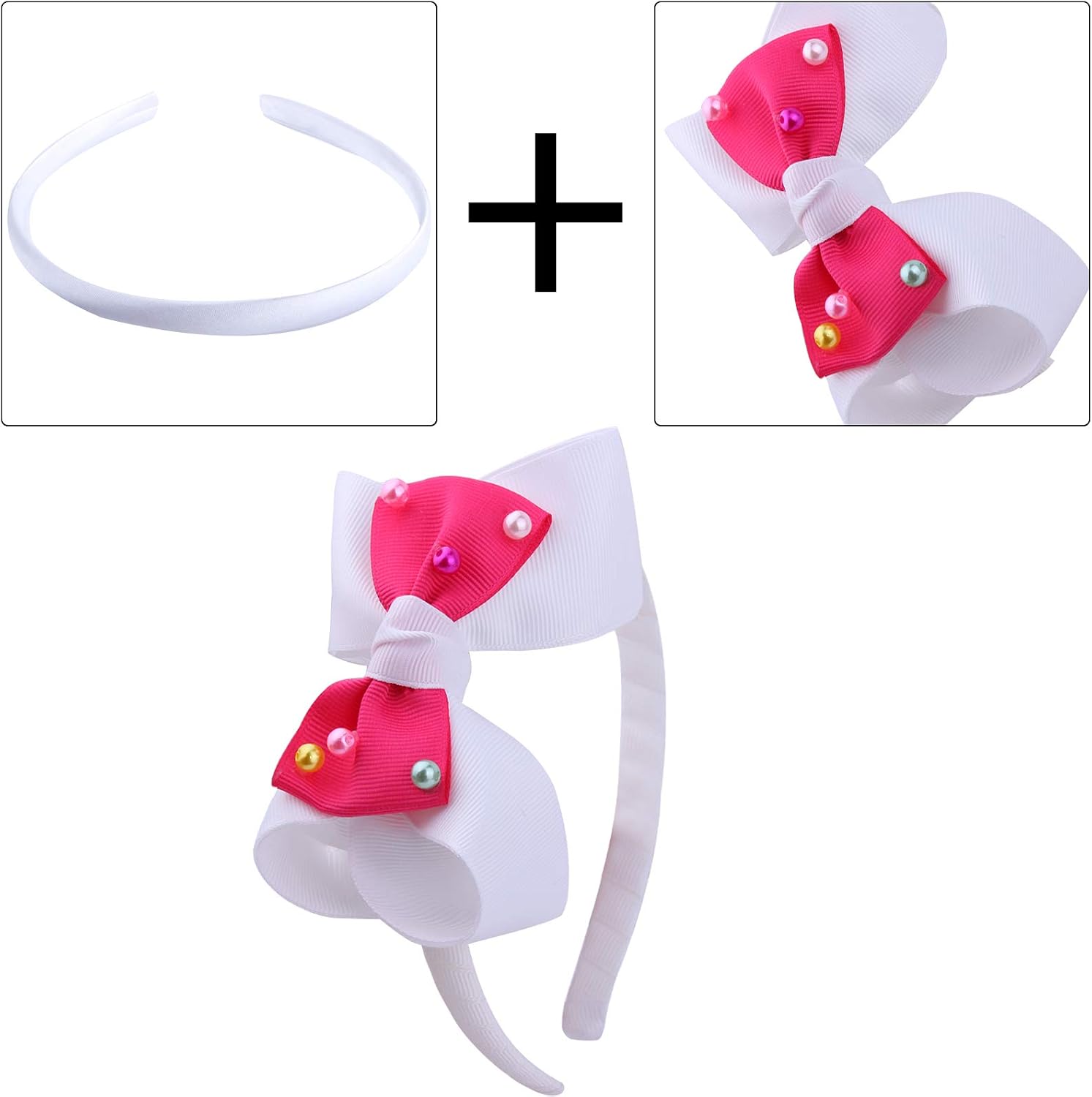 Candygirl 20 Pieces 1cm Satin Headband Girls Alice Band Girl Women DIY Colourful Ribbon Covered Hairbands - Image 4