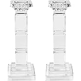 Kitcom Crystal Candle Stick Holders for Home Decor Pack of 2, Clear Crystal Taper/Tealight Candle Holder Table Centerpieces for Party and Wedding Decoration(8.6inch Tall)