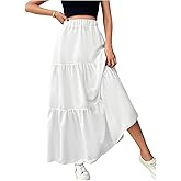 Floerns Women's Flowy Maxi Tiered Ruffle Skirt Elastic High Waist Casual Long Skirts