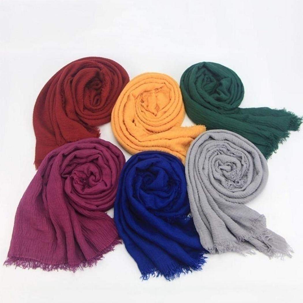KOKOBUY 1PCS Women Casual Solid Soft Lightweight Cotton Hemp Scarf Scarves Winter Autumn Warm Shawl Blanket Muffler