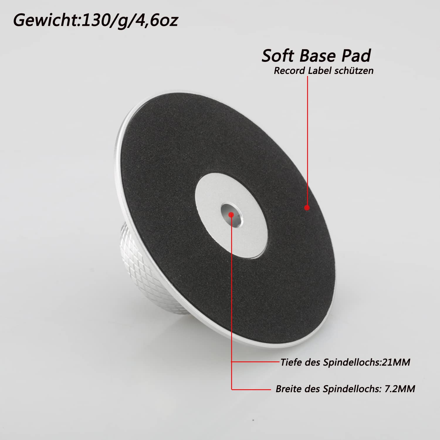 Brollitest Carbonfaser-Schallplattengewichtsscheibe, Vinyl-Gewichtsstabilisator, Schallplattenklammerstabilisator, 130g, Für Plattenspieler-Plattenspieler-Silber 4