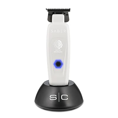Stylecraft Saber Professional Full Metal Body Digital Brushless Motor Cordless Hair Trimmer (White)