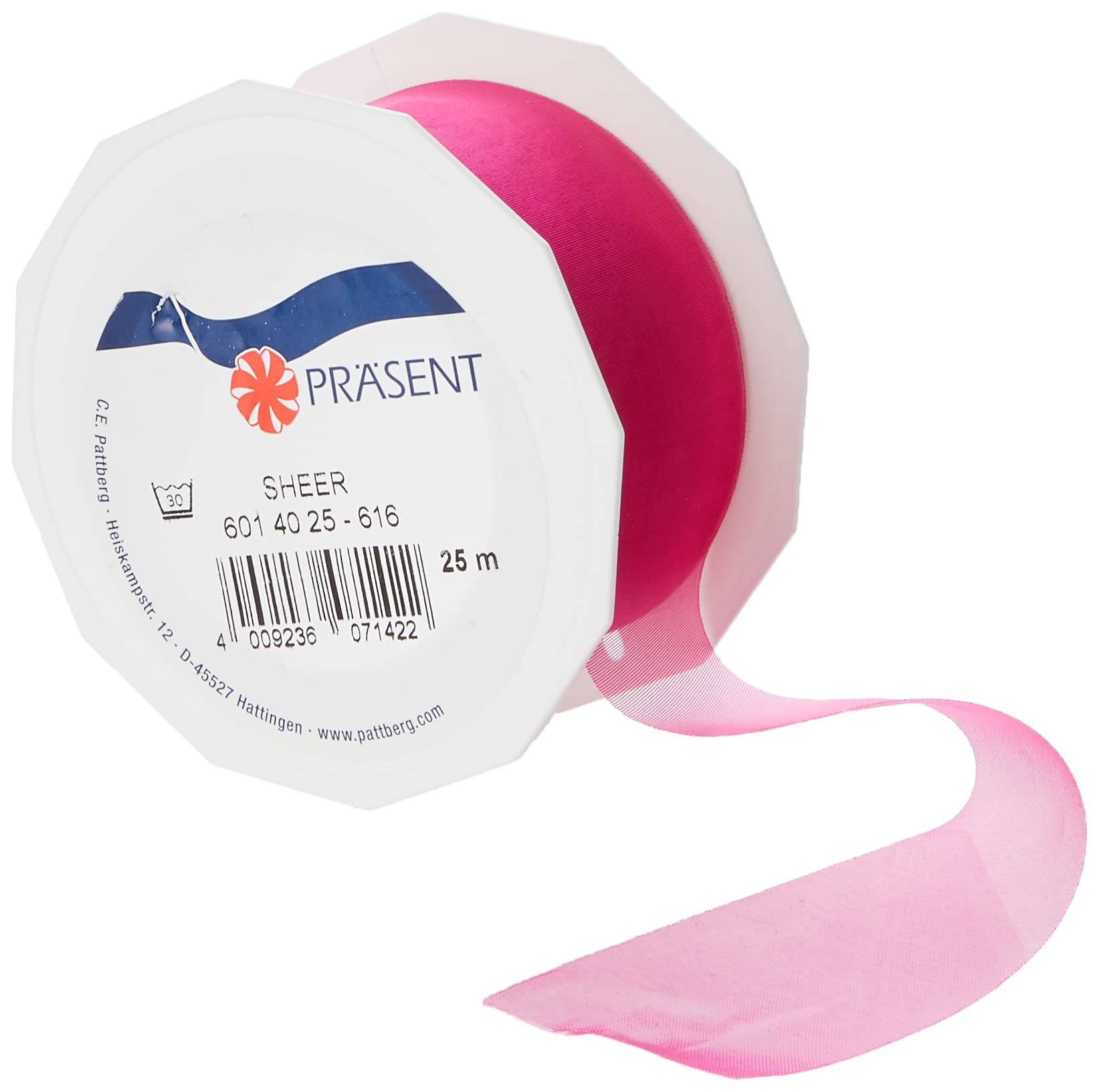 C.E. Pattberg Sheer Organza Ribbon Coral Pink, 27 Yards Gift Wrap Ribbon, 1.6 inches Width, Accessories for Decoration & Handicrafts, Decoration Ribbon for Presents, for Every Occasion โ image 1
