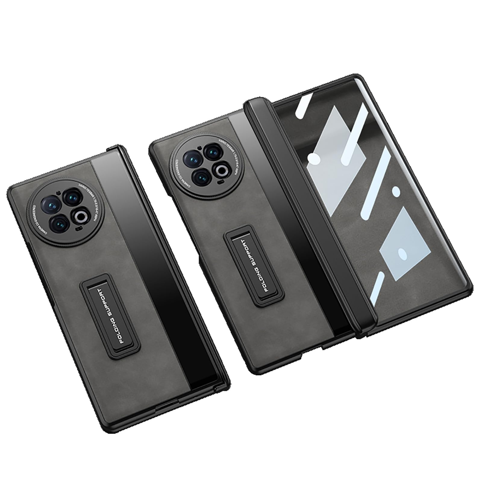 COQUE Holster for vivo X Fold 2 Leather Case with Screen Film,Magnetic Folding Hinge All Inclusive,Folding Phone Case for vivo X Fold 2-Grey