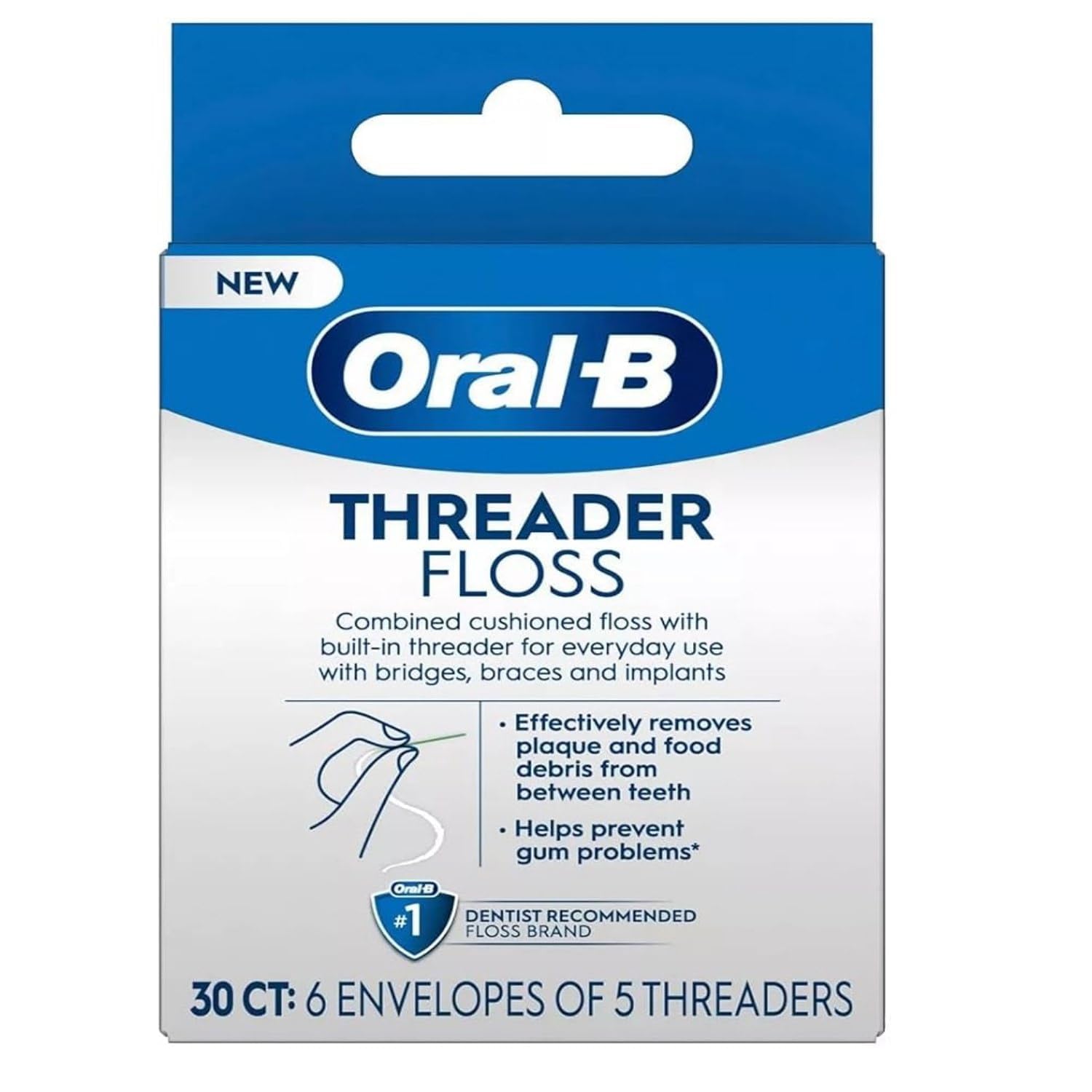Photo 1 of Oral-B Threader Floss, 30-Count: 6 envelopes of 5 threaders (Value Pack of 3)