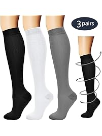 BLUETREE Compression Socks,(3 Pairs) Compression Sock Women & Men - Best Running, Athletic Sports, Crossfit, Flight Travel