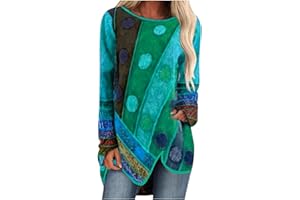 FARTEY Womens Tunics or Tops to Wear with Leggings Long Sleeve Loose Fit Fall Clothes Crewneck Gradient Comfy Shirts Blouses