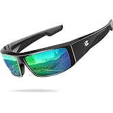 suoso Polarized Sports Sunglasses for Men Wrap Design for Fishing | HD polarized Reduces Glare TAC Lens UV400 Protection Non-slip Temples Fit for Running Golf Driving TR90, Case &amp; Pouchrized