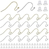 French Earring Hooks Set, 300Pcs Ball Dots Ear Wires & Backs, Hypoallergenic Fish Hooks for DIY Jewelry Making (Gold, Silver)